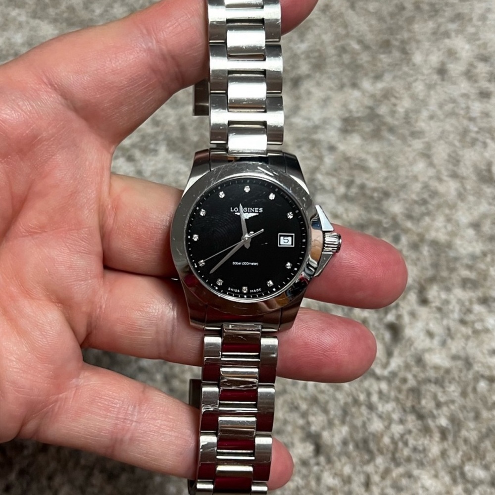 Longines Conquest unisex diamond watch stainless with black dial